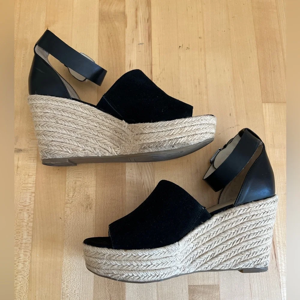 MARC FISHER Platform Espadrilles Suede & Leather Sandals Shoes Size 9.5 *EUC*